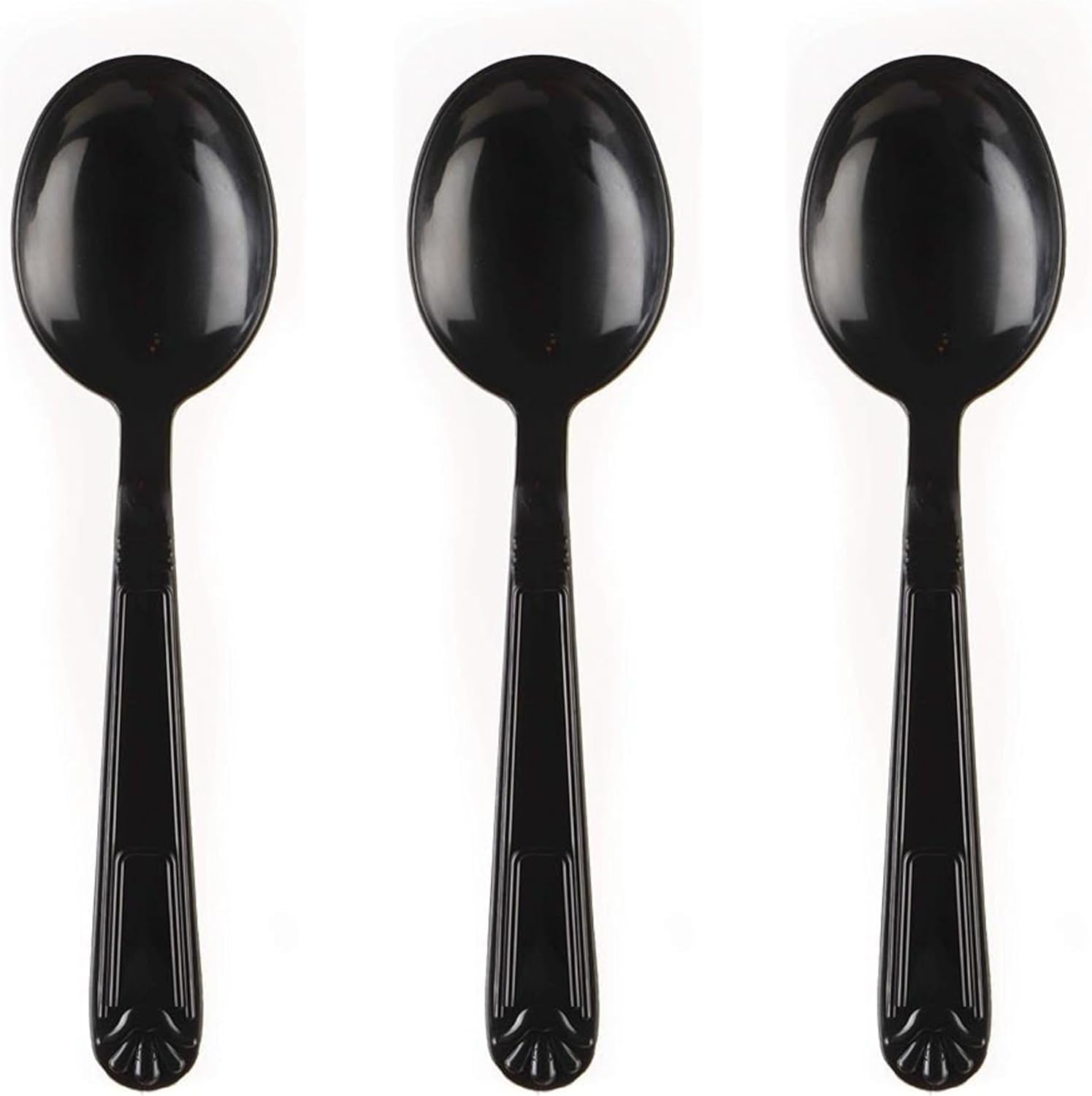 Heavy Weight Plastic Spoons Black 1000pcs - Disposable Cutlery Spoon, Recyclable, Spoon - Great for Parties, Office, BBQ, Soup, Ice Cream, Restaurants and Togo