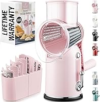 Vista 13 de Zulay Kitchen Rallador Rotativo de Queso de 5 Cuchillas Rallador de Queso - Rallador de Queso Manual de Manivela con Succión Reforzada y 5 Tambores