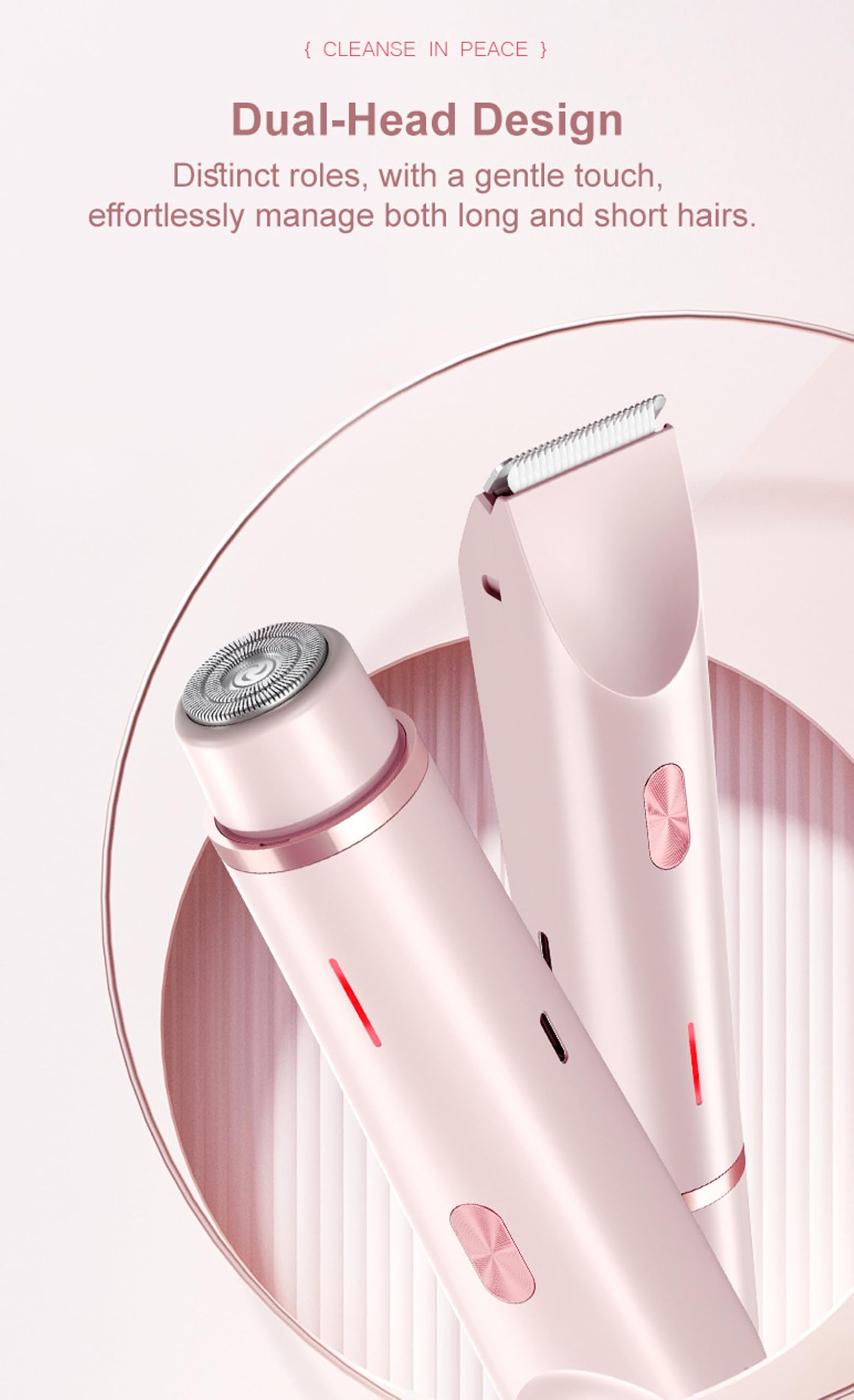 Rasoir Intime et Tondeuse Maillot Pour Femme 2 en 1 - Sans Fil Pour Le Corps, Les Aisselles, Le Bikini, Les Sourcils et Le Nez - Protection de la Peau