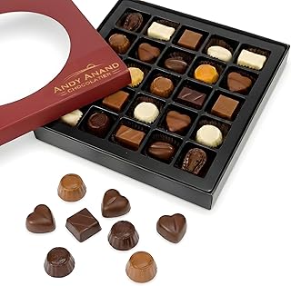 ANDY ANAND CHOCOLATIER Sugar Free Belgian Chocolate Truffles - Delicious Handmade Chocolate Assortments Gift Box, Sweetened With Natural Stevia, Perfect as Chocolate Gifts For Women (25 Pieces, 11.11 Oz)