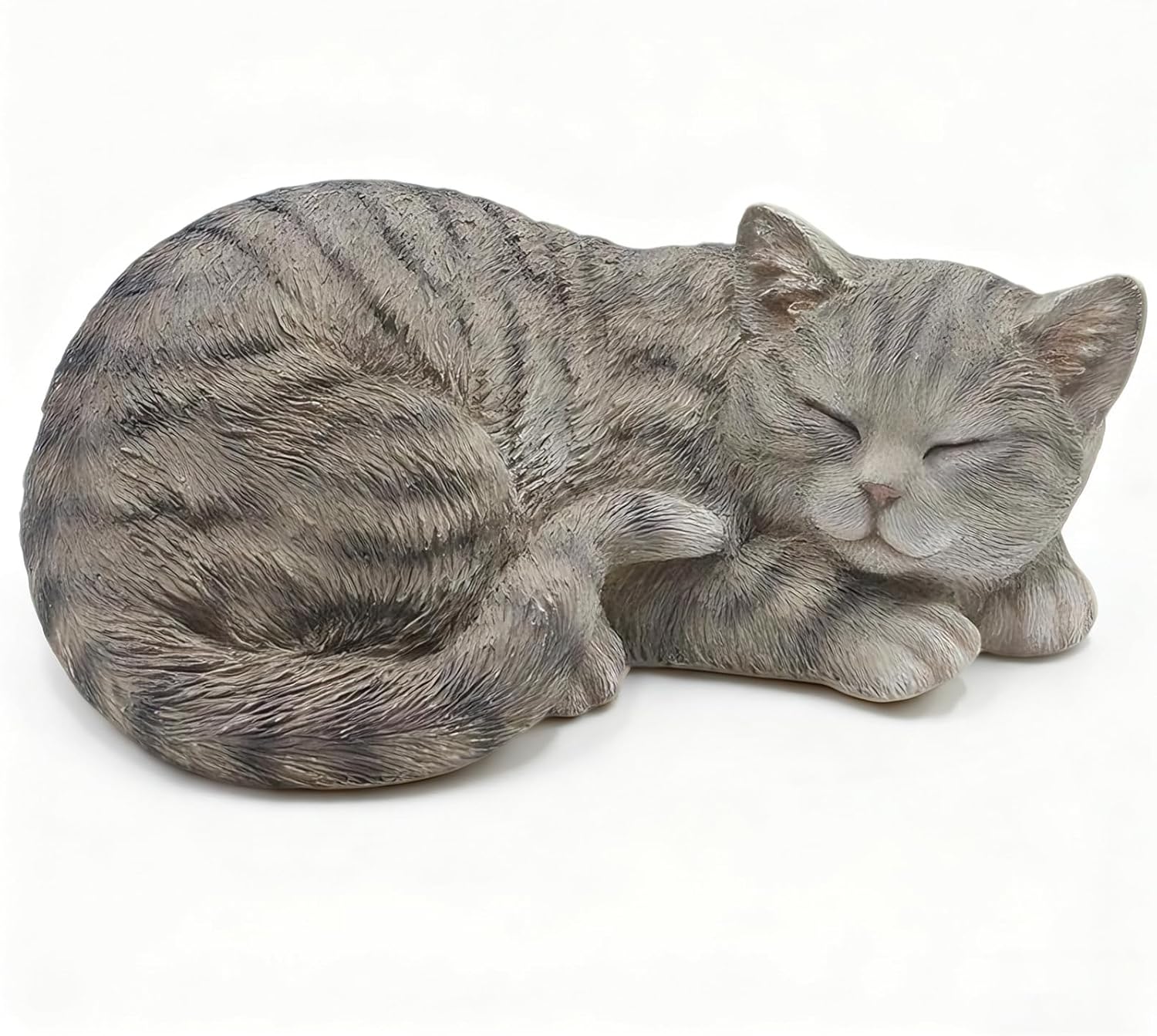 Grey Sleep Cat Statues Outdoor Decorative, Cat Memorial Statue for Yard Lawn Patio Porch, Garden Pet Grave Marker Figures, 9.44" L x 6.29" W x 4.33" H