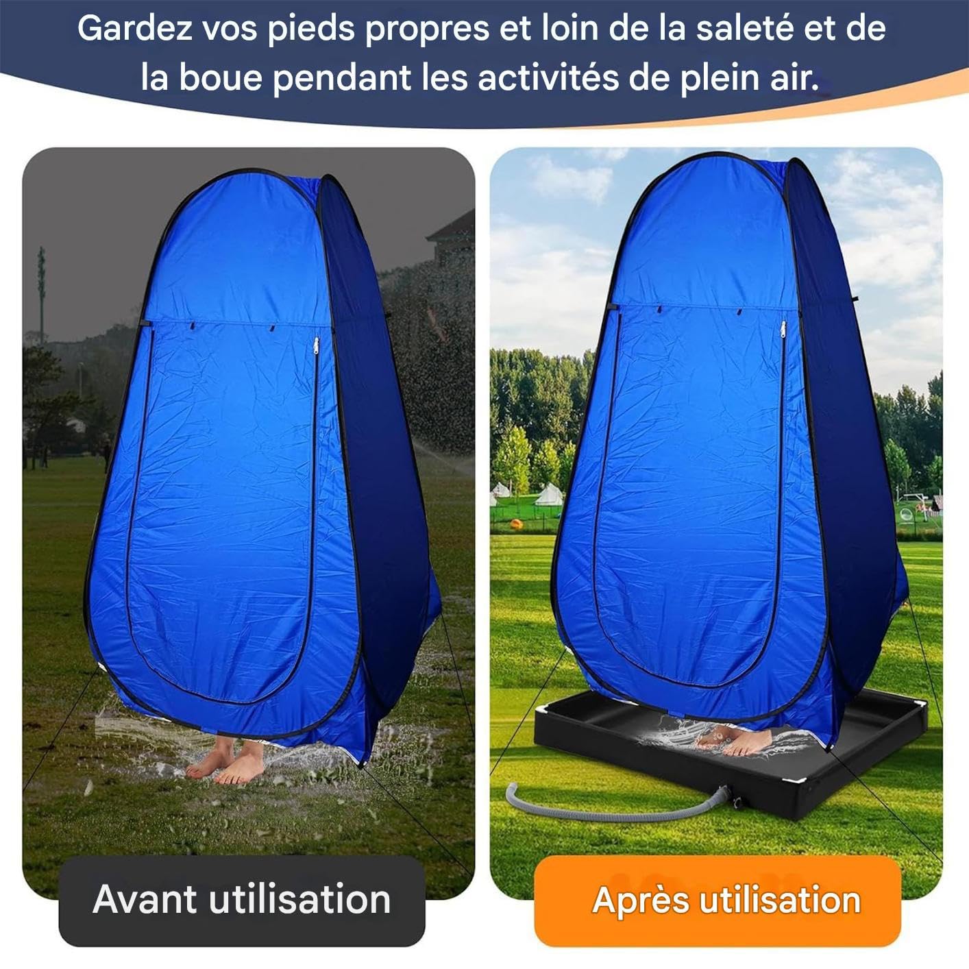 Base De Douche Pliable Pour Camping, Bac De Douche Portable, Bac Douches Pliable Camping Car, Base De Bain Avec Tuyau De Drain Drainage - Panage De Bases De Douches De Camp Portable Avec Tuyau