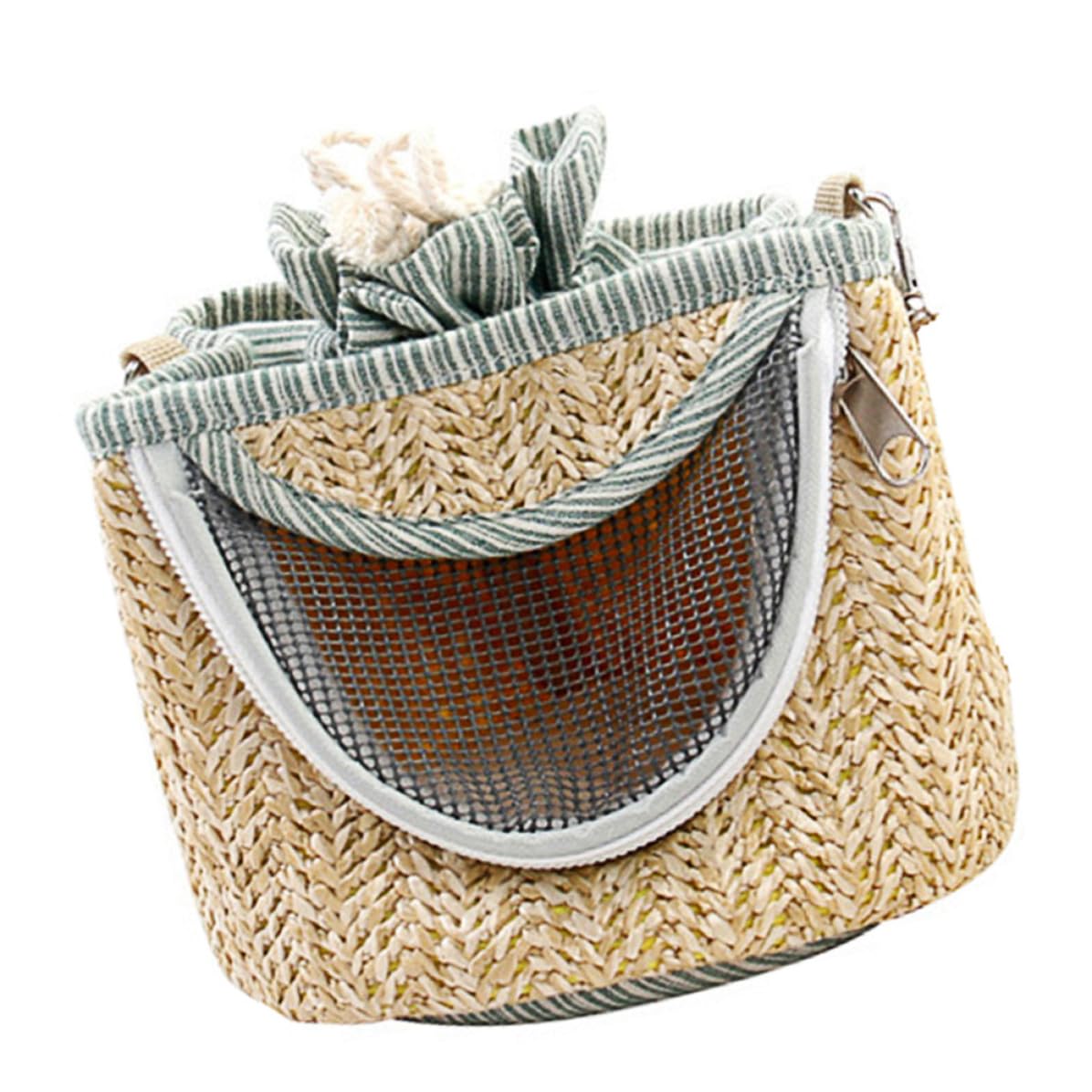 Garneck Paquet de Transport Portable Couleur Aléatoire avec Fermeture Éclair en Paille, Flanelle et Maille pour Petits Animaux pour Hamster et Cochon d'Inde en Voyage