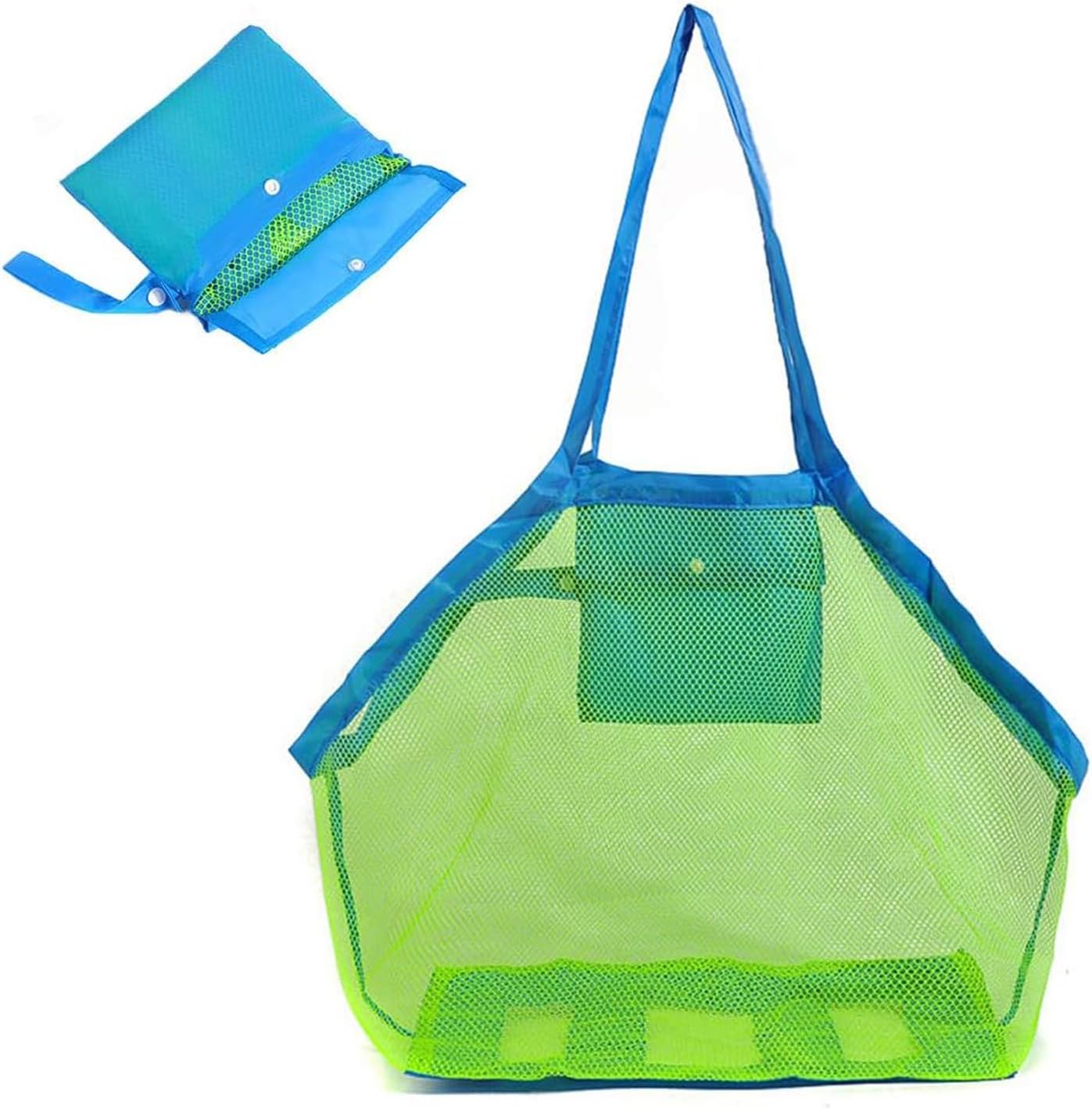 Mesh Beach Sand Toy Bags, Extra Large, Foldable Totes Shell Storage Bag Quick Dry Net Tote for Kids ,Away from Sand Pool Supplies Storage Picnic Backpack