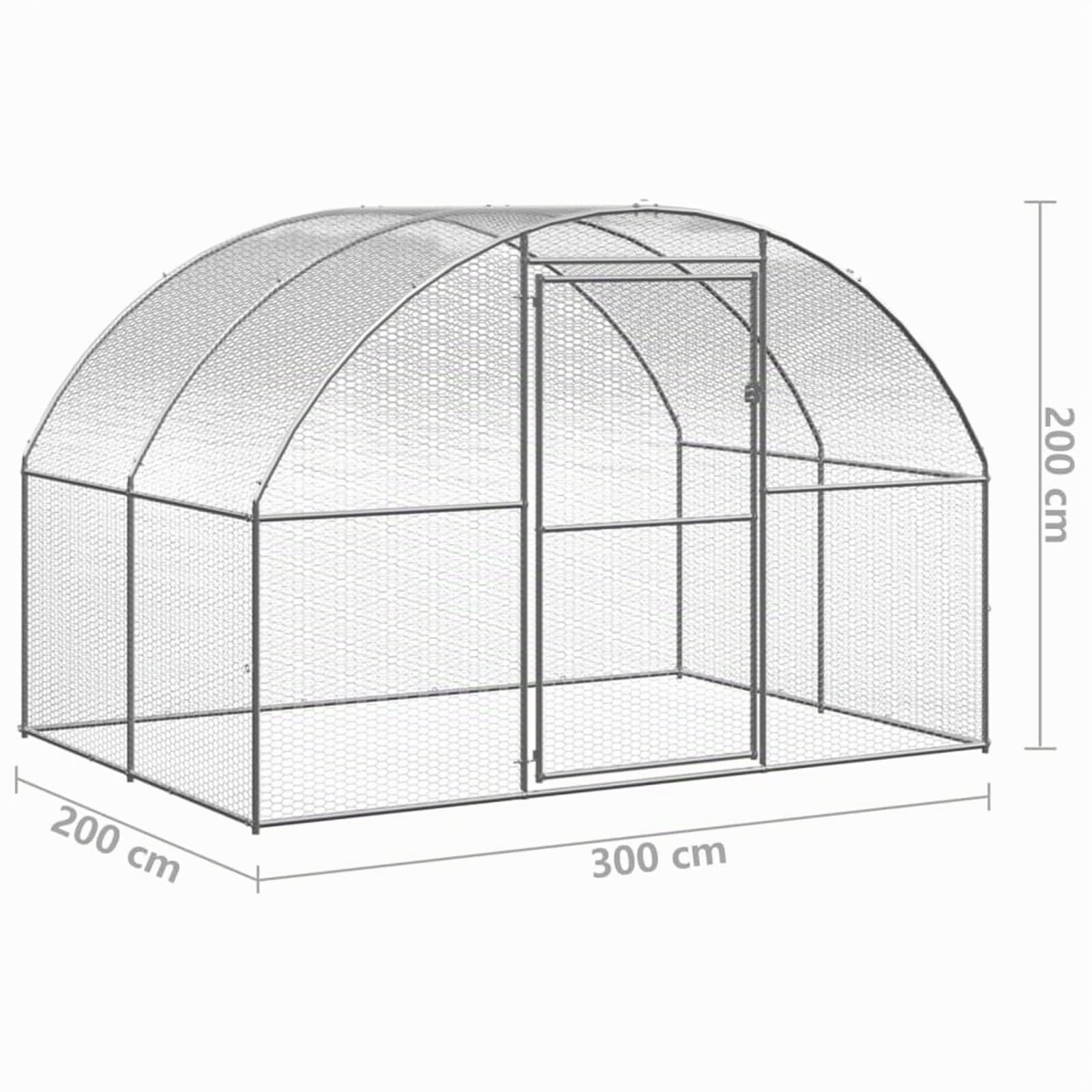 Festnight Gallinero de Exterior Grande 3x2x2 m con Tejado de Tela Oxford Perrera de Exterior con Toldo Jaula de Acero Galvanizado para Gallinas Conejos Aves de Corral Plata