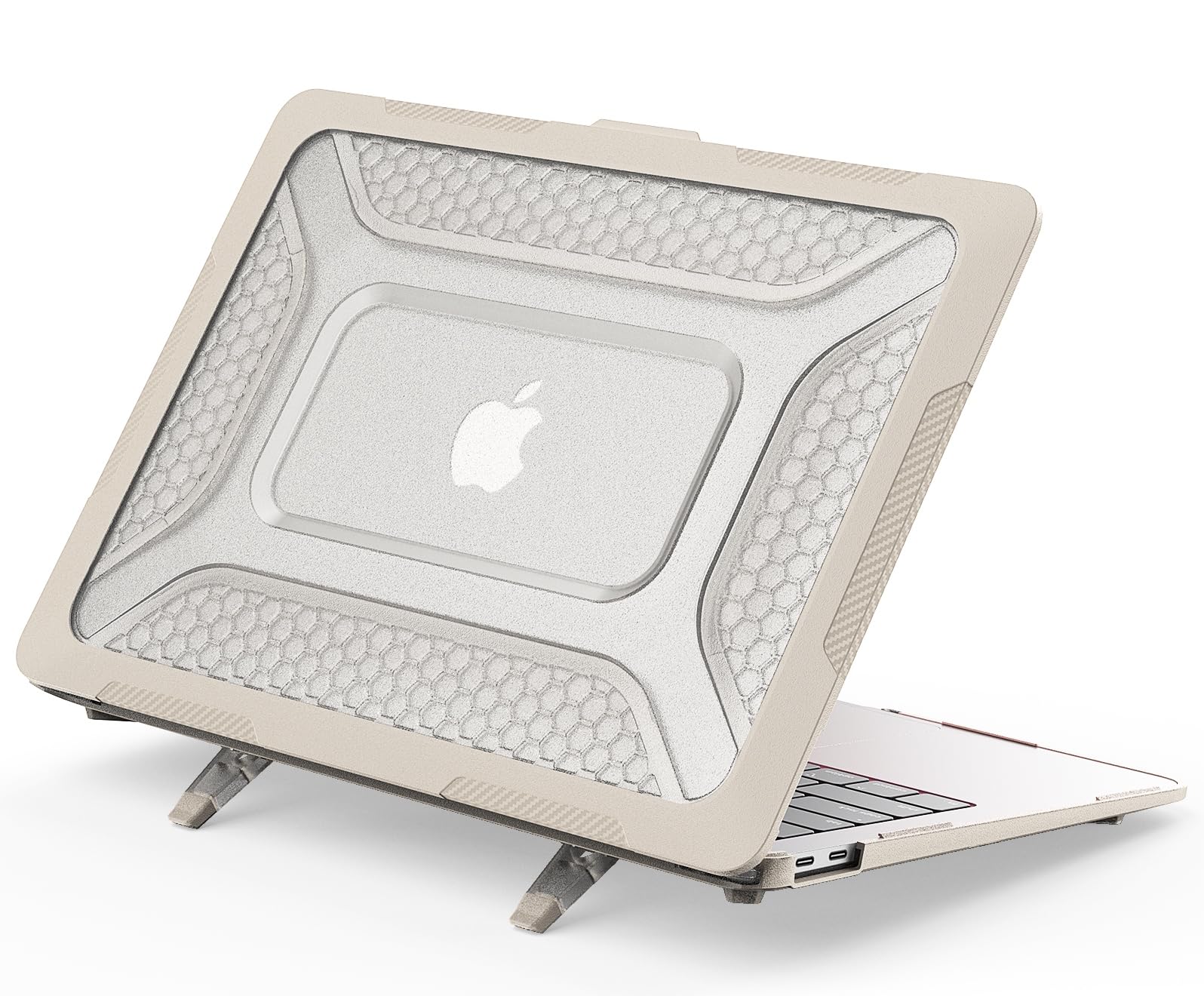 ProElite Transparent Case for MacBook Air 13 inch M1 2021 2020 Release A2337 A2179 A1932 Model Touch ID,Heavy Duty Honeycomb Hard Shell with Slim TPU Bumper and Fold Kickstand, Stone (B0DFWJV1LS) Amazon Price History, Amazon Price Tracker