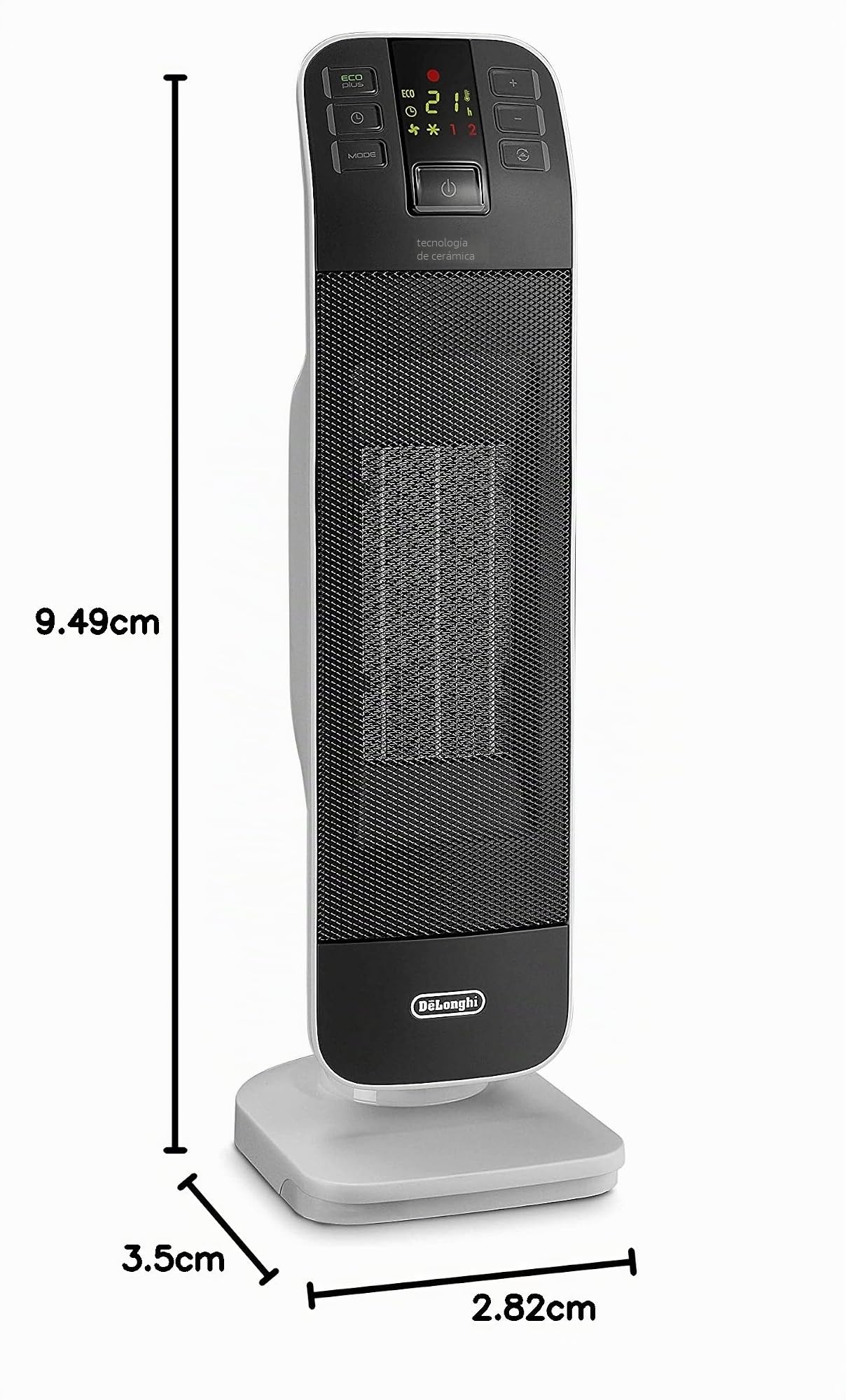De'longhi HFX65v20 - Calefactor cerámico, 2000 w, temporizador digital, 2 niveles de calefacción, mando a distancia, blanco y gris