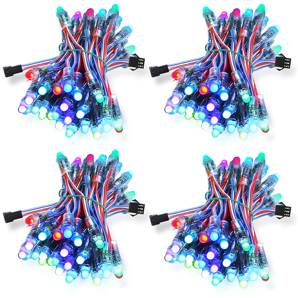 GMJYC DC 5V 200pcs  WS2811  Pixels Christmas Decorations Diffused Digital RGB LED Lights Individually Addressable IP68 Waterproof Outdoor LED String Lights Bullet Nodes Full Color 12mm, for Party/Yard