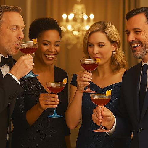 Vista 46 de Vintage Art Deco Coupe for Champagne, Martini, Cocktails Set of 2 7 oz Classic Cocktail Glassware - Manhattan, Cosmopolitan, Sidecar, Crystal