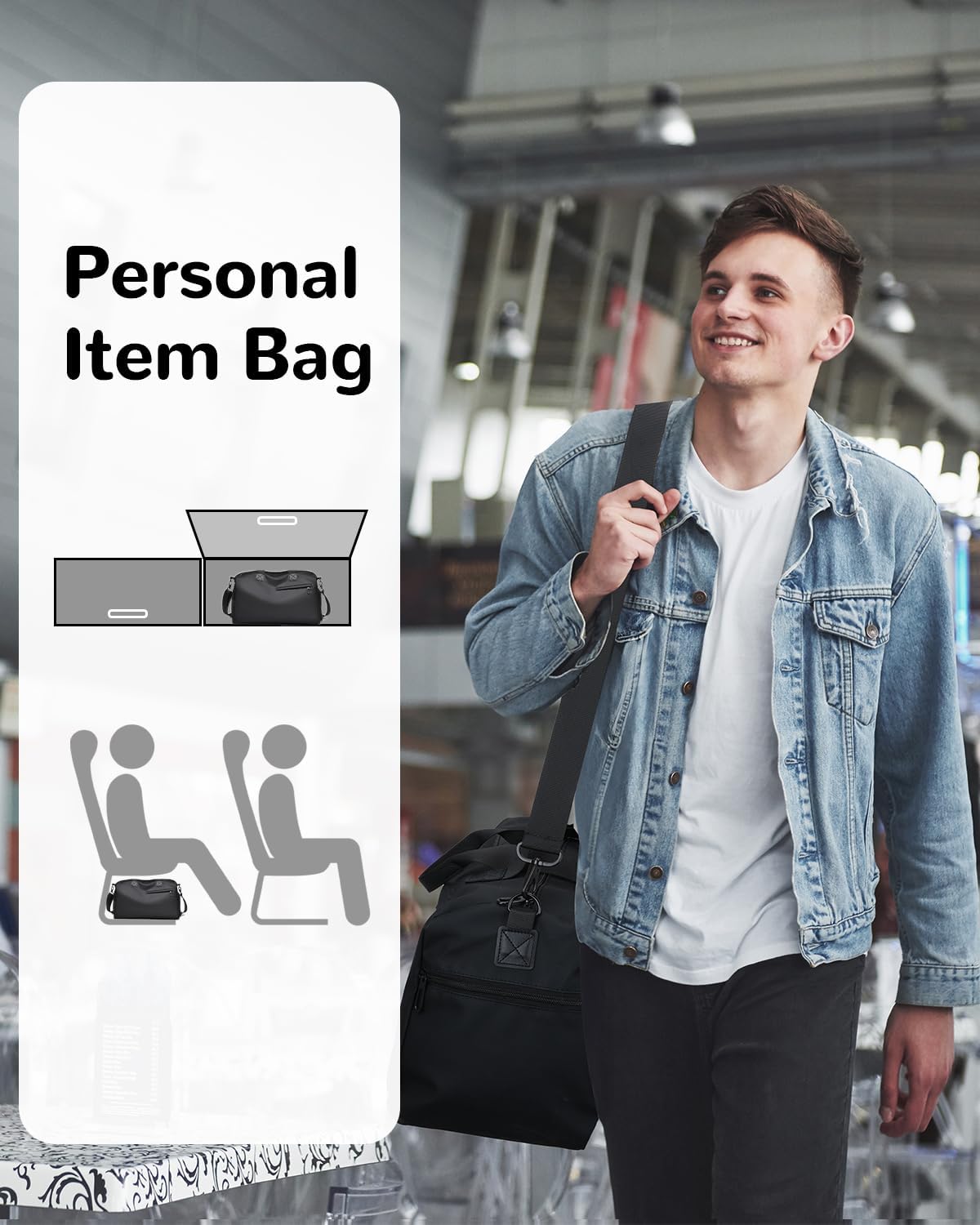 18L Waterproof Gym Duffel Bag with Shoe Compartment & Wet Pocket for Men Women, Small Personal Item Travel Bag, Black - Image 6