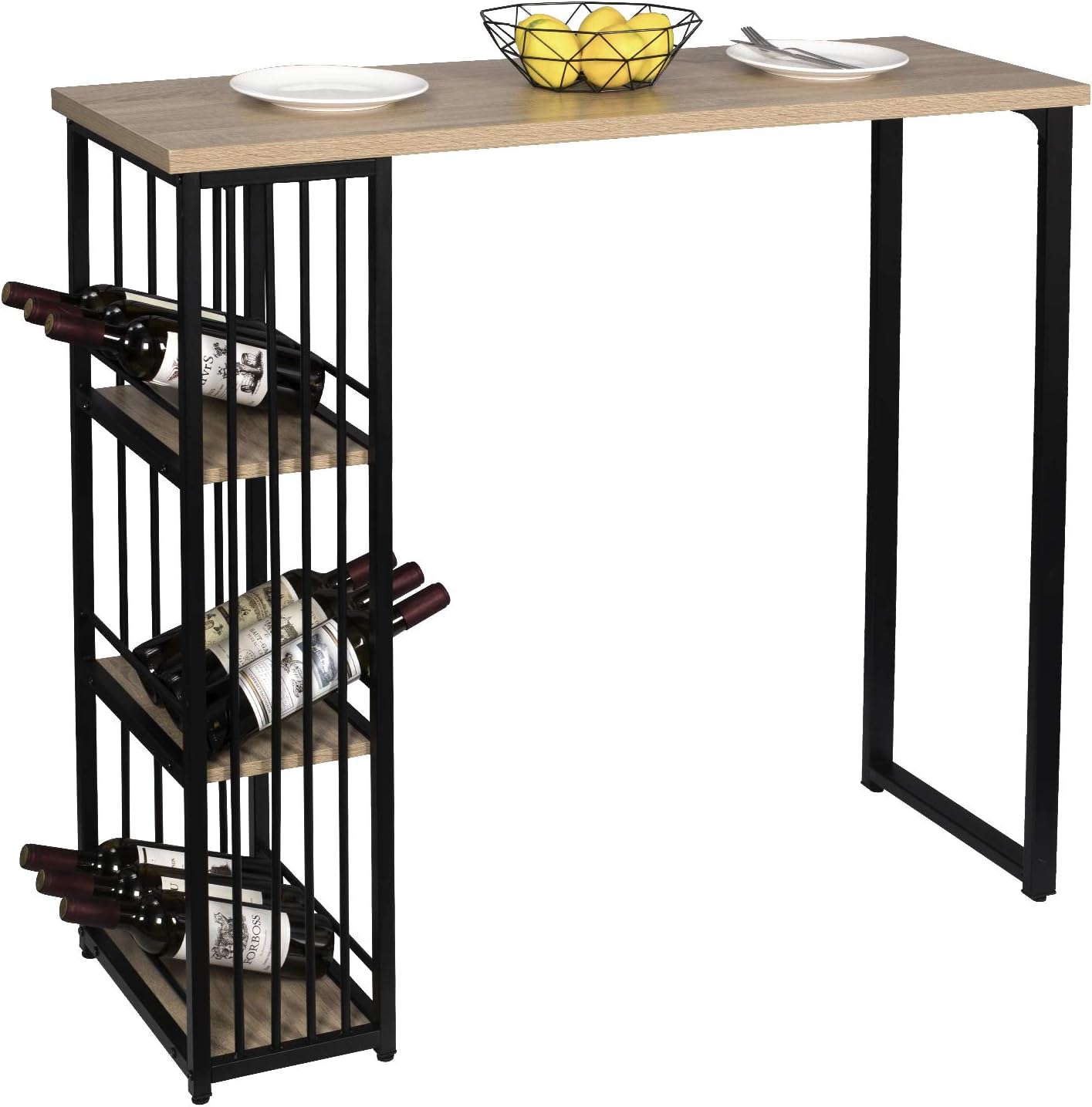 WOLTU Table De Bar, Table Haute Cuisine, 1 Tiroir Et 3 Compartiments