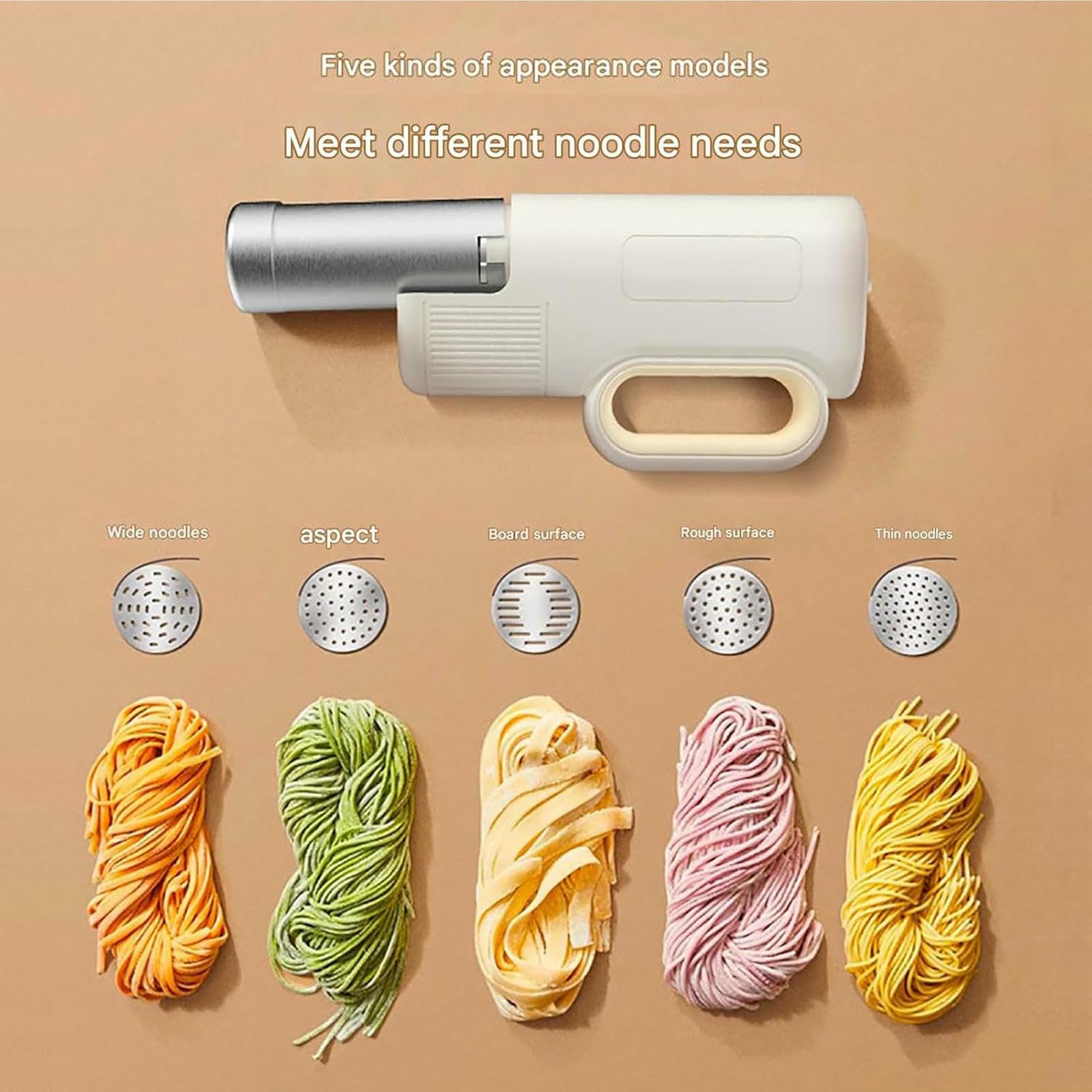 máquina para hacer pasta, Máquina eléctrica de pasta multifuncional automática con 5 moldes for dar forma a espaguetis y fettuccini