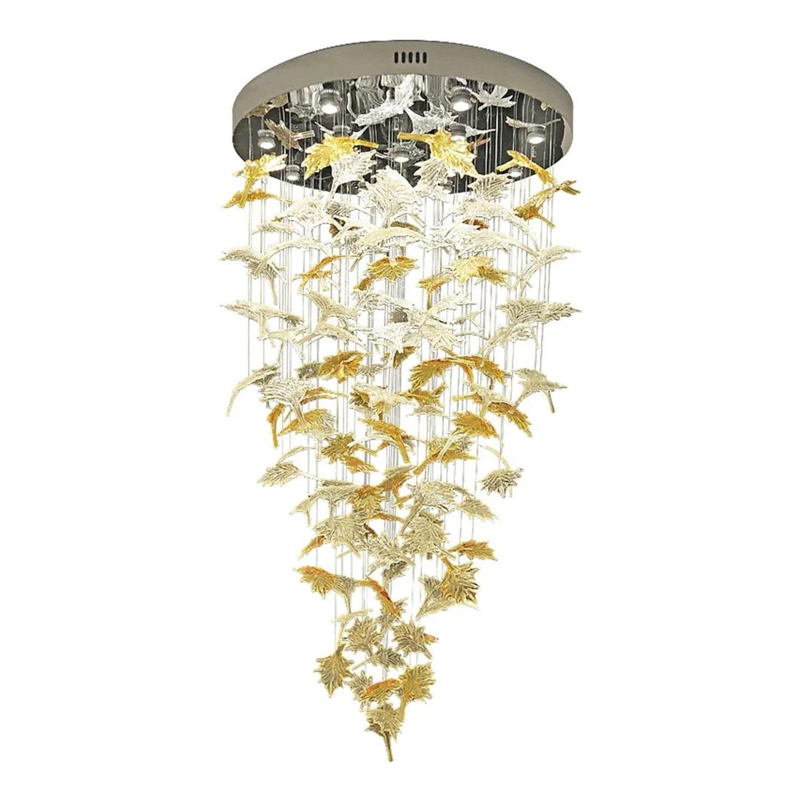 Générique Lustre moderne, Lustre en cristal de créateur d'art Grand lustre hall d'hôtel Décoration feuilles d'érable for l'éclairage salon villa à LED(Dia40xH120cm)