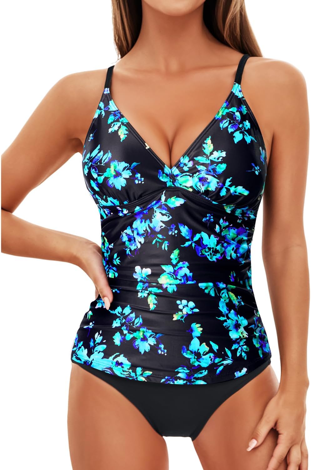 Black Blue Floral