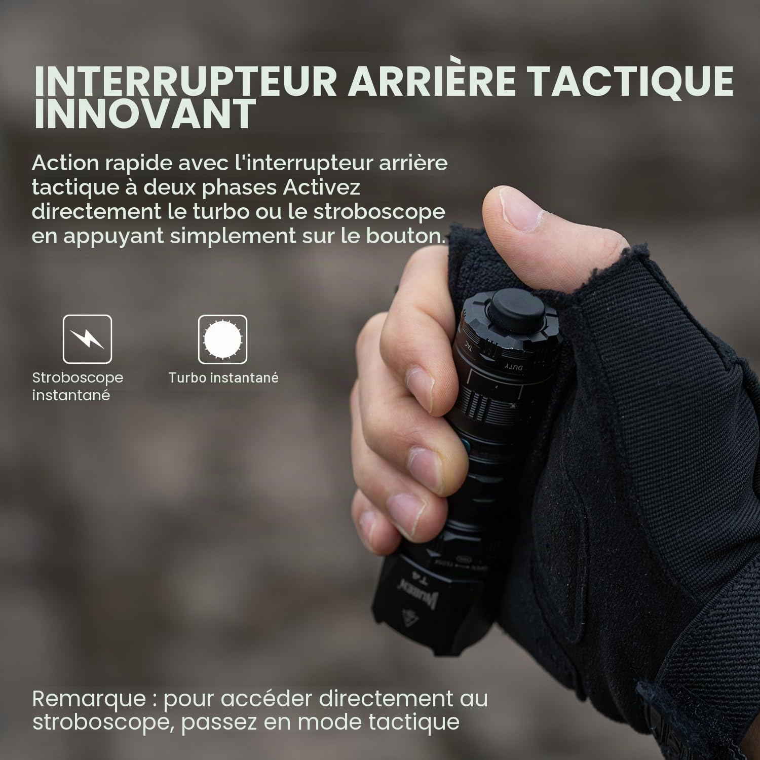 WUBEN T4 Lampe Torche LED Rechargeable, longue portée de 400 m, avec anneau tactique, lampe torche de camping étanche IP68 pour la maison, l'inspection, les urgences, la randonnée et le travail.