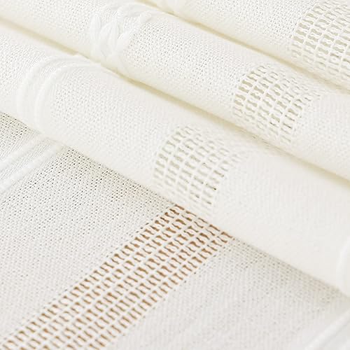 Miniatura 7 de Camino de mesa de lino rústico, a rayas, bordado bohemio, de 36 pulgadas de largo, con borlas tejidas a mano para cocina, comedor, vacaciones, boda,