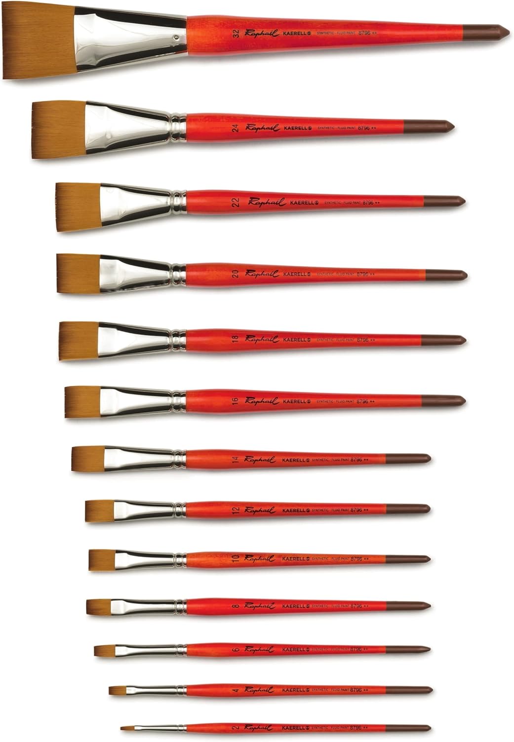 Raphael Kaerell Synthetic Short Handle Watercolor Brush, Flat, 8