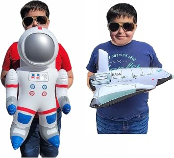 Awesome Large Inflatable Space Shuttle Astronaut Figures. Vinyl. Inflate Wall, Table Ceiling Decor. Perfect Out of Space Exploration Galaxy Cosmos Universe Theme. (2 Astronauts + 2 Shuttles)