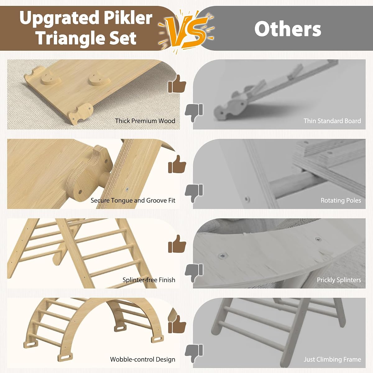 Wooden Climbing Triangle Ladder with Ramp view 4