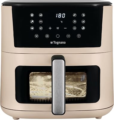 Tognana, Friggitrice ad aria 10L, doppia resistenza, display digitale, timer, 80-200°C, finestra, 2300W, Champagne