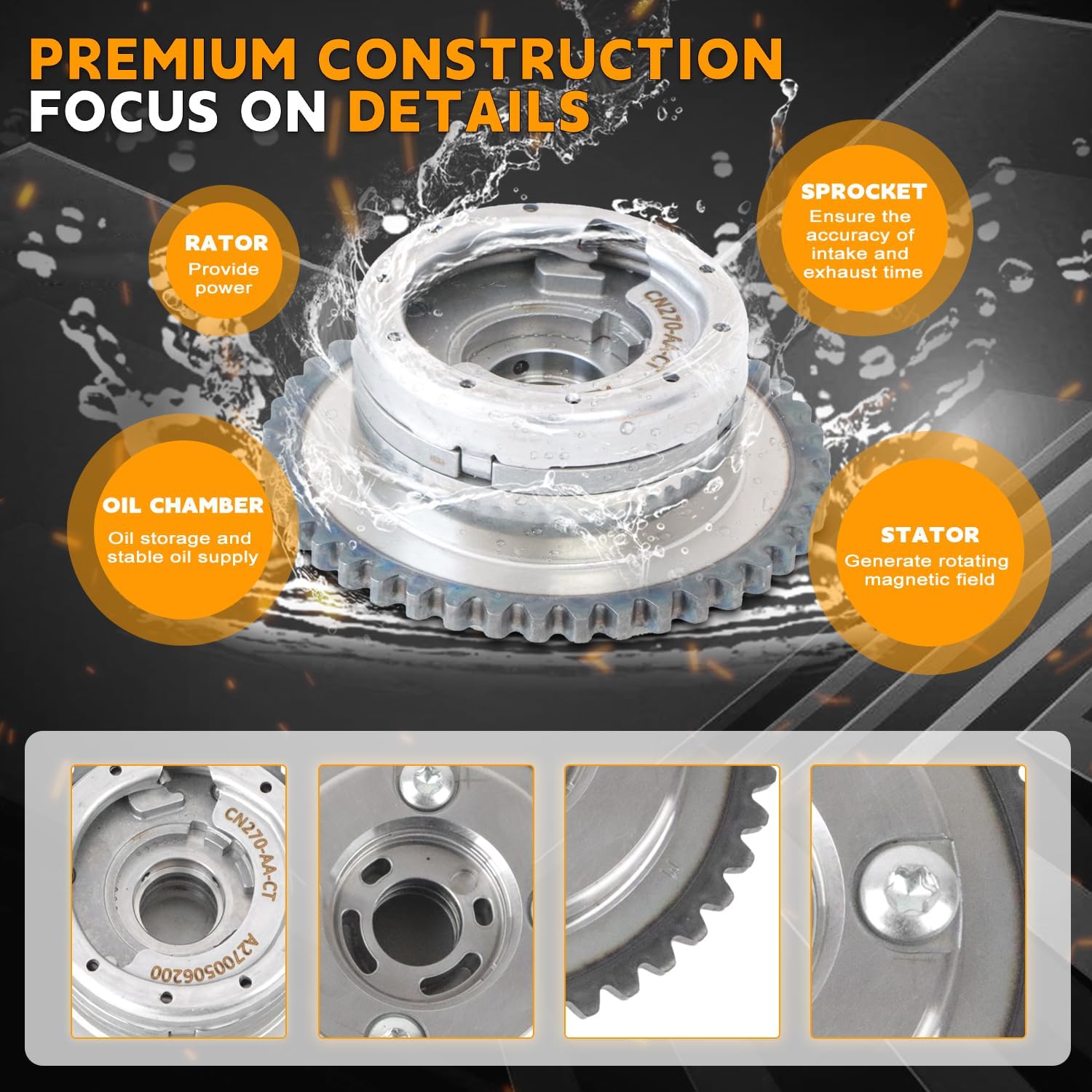 PANGOLIN 2PCS Intake & Exhaust Camshaft Adjuster Actuator fit for Mercedes C300 CLA250 GLA250 2015-2017, Replace OE 2700506200 2700506100 A2700506100 A2700506200