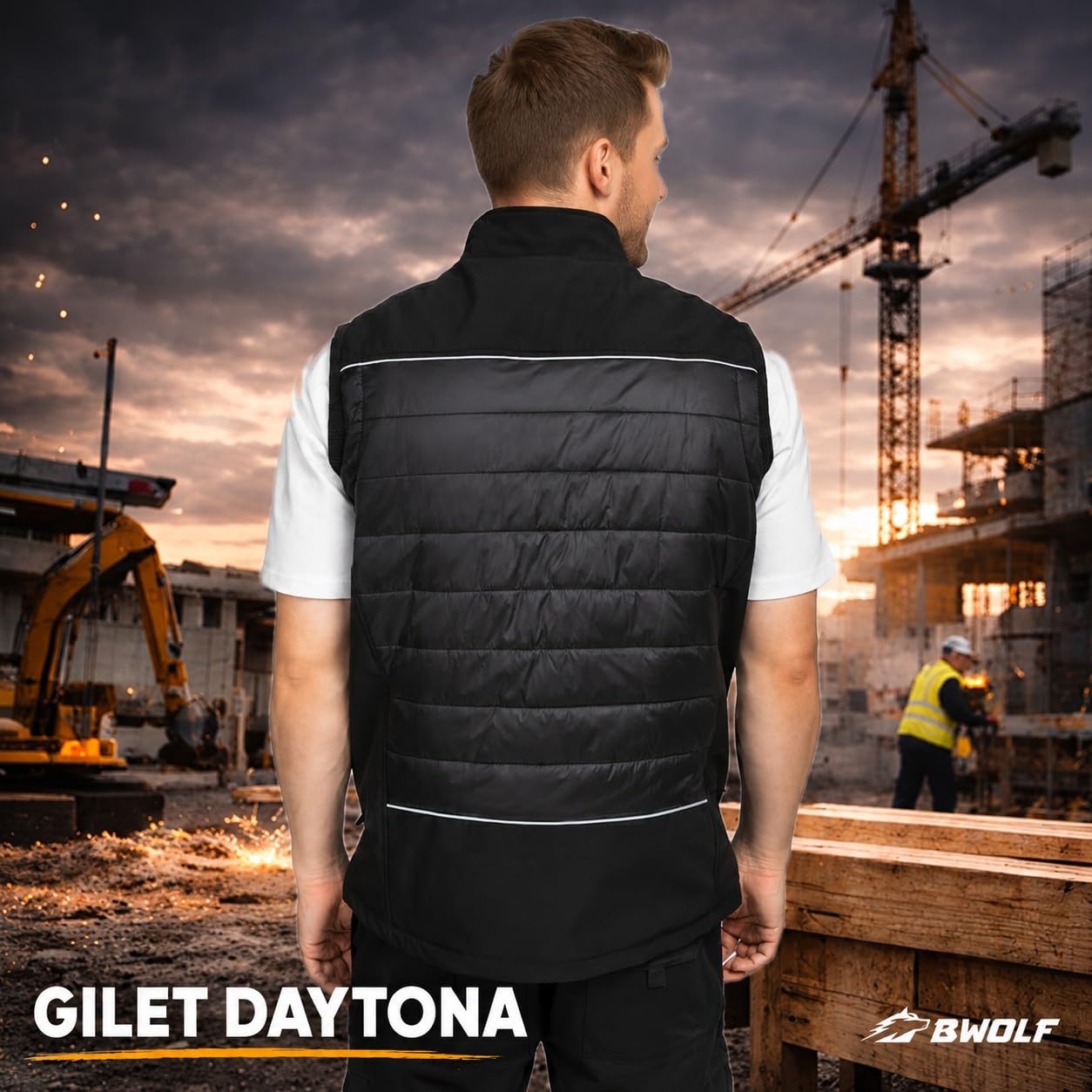 BWOLF DAYTONA Gilet trapuntato da lavoro, con inserti catarifrangenti e tasche funzionali