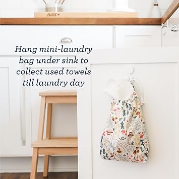 Esembly Paperless Towel Roll - Reusable Kitchen Towels 12-Pack Washable Cotton with Laundry Bag & Hook - Zero-Waste, Absorbent, Washable - Fantastic Fungi