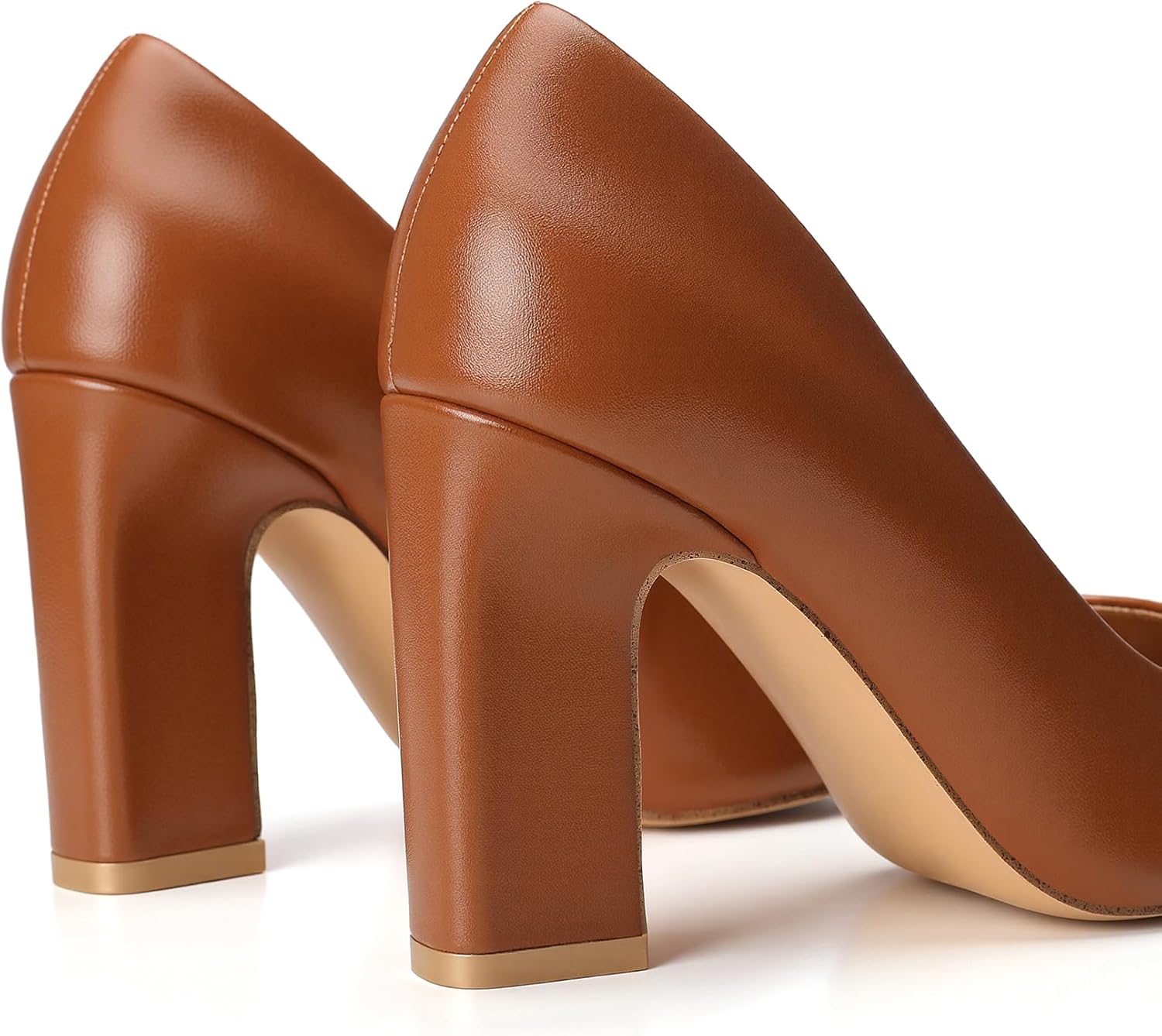 Trary Heels for Women Closed Pointed Toe Chunky Pumps Shoes Women Block High Heels Comfortable Slip-On Dress Office Party Wedding Shoes 3.54" Heel - Image 4