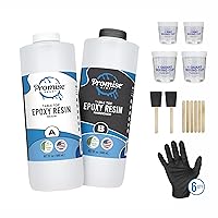Vista 1 de Kit de resina epoxi de mesa Promise Epoxy 64 onzas (juego de 32 onzas de resina y 32 onzas de endurecedor) – Capa transparente para arte de mesa