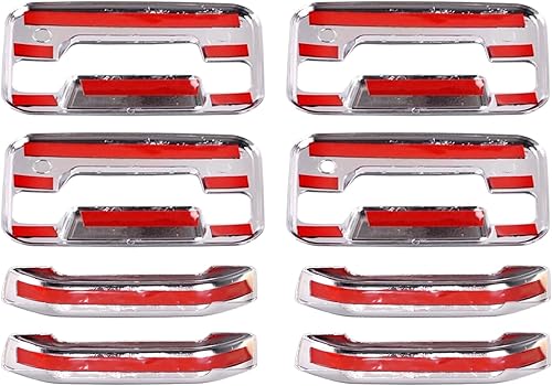 Miniatura 4 de 4 cubiertas cromadas para manijas de puerta con orificio para teclado y 1 cubierta para portón trasero con orificio para cerradura para Ford F150