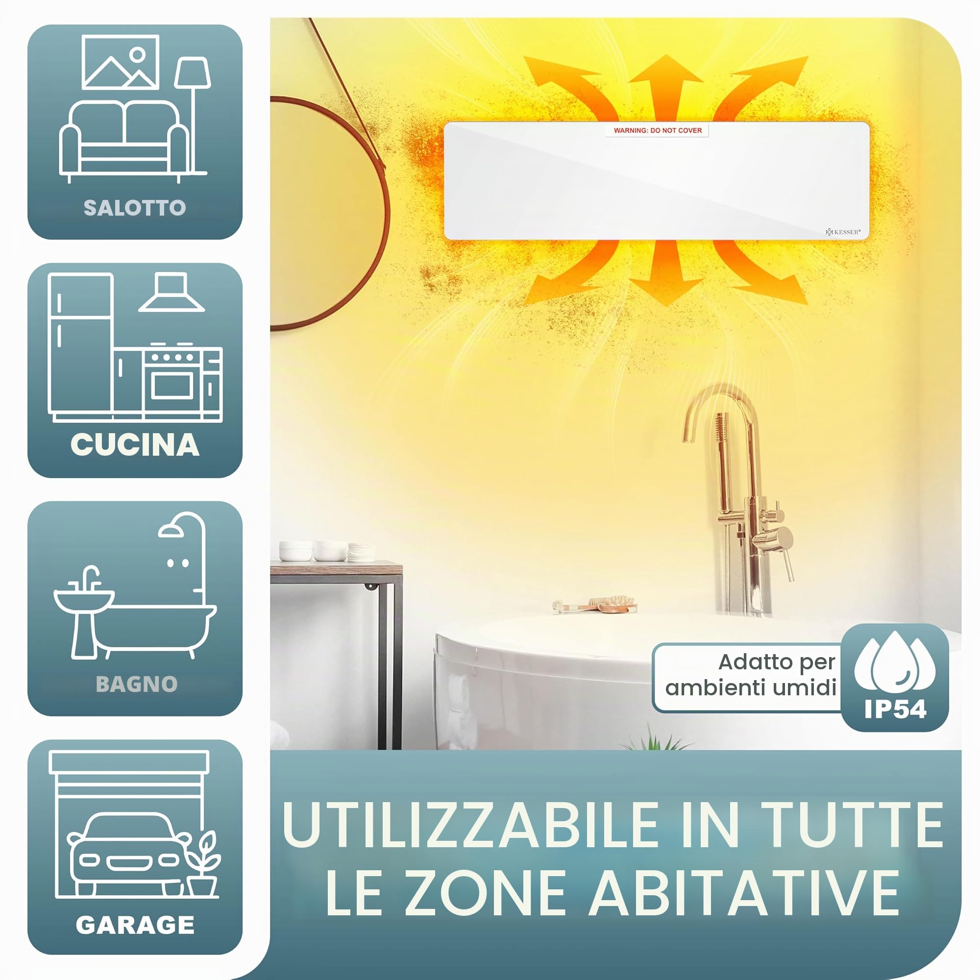 Kesser Muffa - Riscaldamento a infrarossi - Antimuffa Riscaldamento a parete da 50 W Riscaldamento a parete e vasca da bagno Senza muffa Alternativa a spray e vernici antimuffa - Risparmio energetico