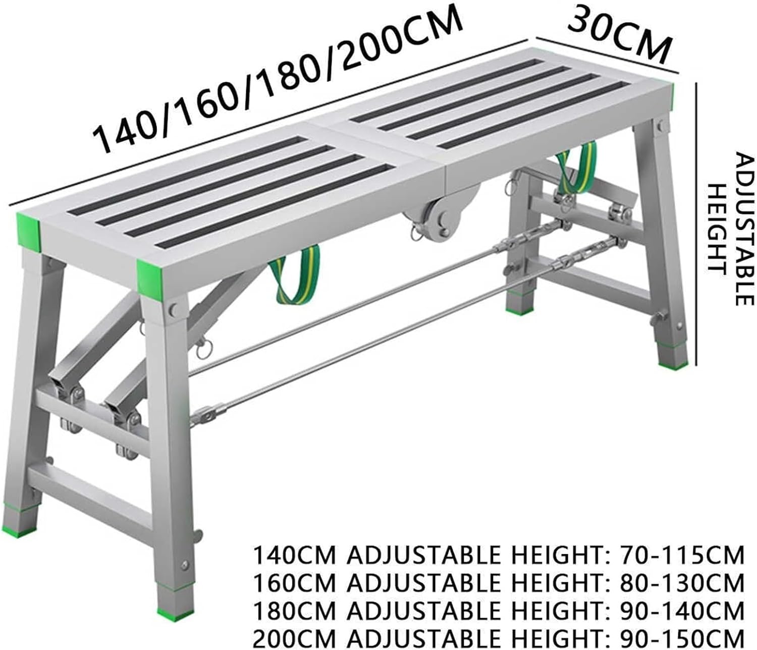 Multi Purpose Folding Carbon Steel Scaffolding Workbench with Non Slip Feet 5.9ft Tower Ladder Stool for Ceiling Cleaning and Painting
