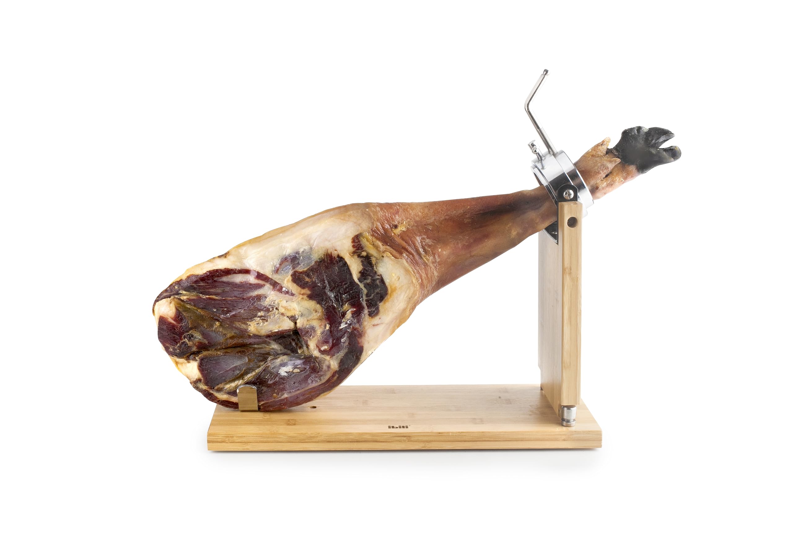 IBILI - Support à jambon pliable + rotatif Gastroteka, bambou + acier inoxydable, 48 x 17,5 cm, Marron