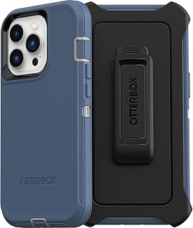 OtterBox iPhone 13 Pro (ONLY) Defender Series Case - Fort Blue, Rugged & Durable, with Port Protection, Includes Holster Clip Kickstand