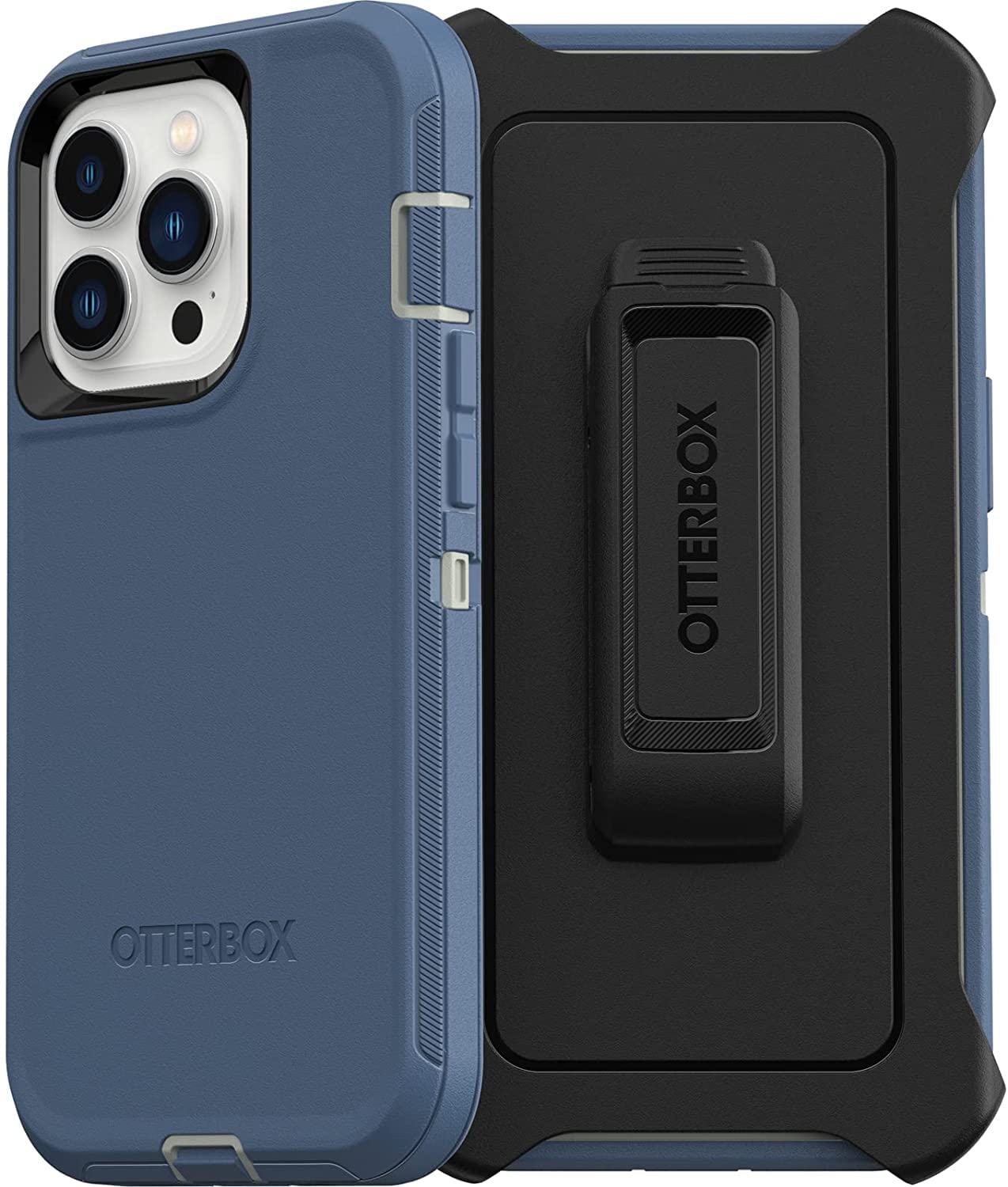 OtterBox iPhone 13 Pro (ONLY) Defender Series Case - Fort Blue, Rugged & Durable, with Port Protection, Includes Holster Clip Kickstand