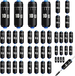 44 Stück Angelgewichte Set, 11 Größen Angeln Angelblei Sinker (1g–10g), Abnehmbare Angelgewichte, Ideal als Laufblei & Grundblei für Meeres-, Tiefwasser- & Freiwasserangeln mit Aufbewahrungsbox