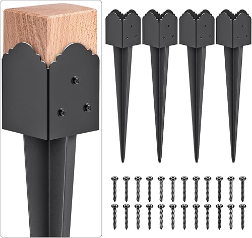 Miniatura 9 de Insaga Pico decorativo de base de poste de 4 x 4, espiga de tierra resistente para poste de valla de buzón, base de soporte de poste de valla de