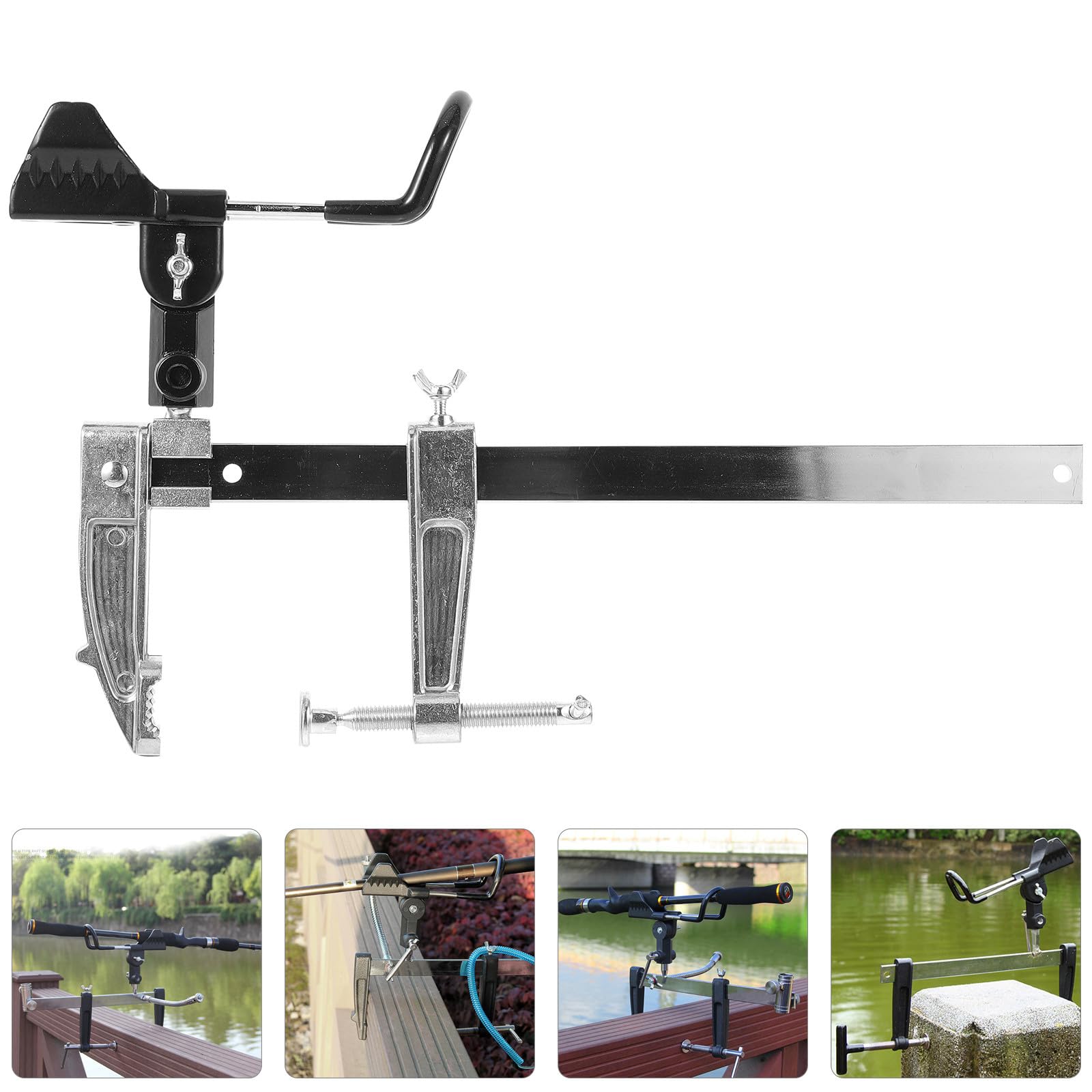 BESTonZON Support Multifonctionnel en Métal Léger Facile à Installer pour Canne de Mer Main, Porte-bâtons Pratique pour Pêche en Bateau