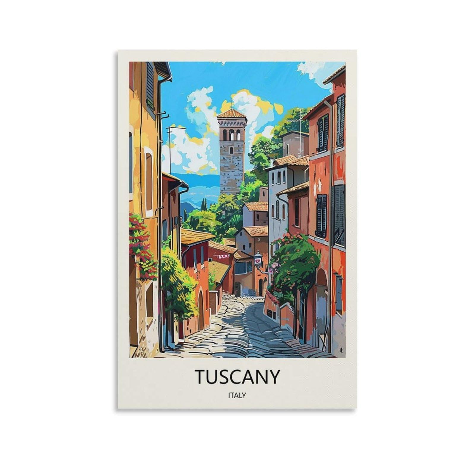 Yjneng Unframed Canvas Art Picture Tuscany Italy Wall Decor Art Painting Posters Modern Family Decorative Poster 08X12inch(20X30cm)