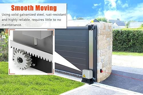 Miniatura 2 de Blütezeit Abridor automático de puertas correderas de 1800 libras, impulsado por bastidor, 12 HP con 2 controles remotos, sensor infrarrojo, motor