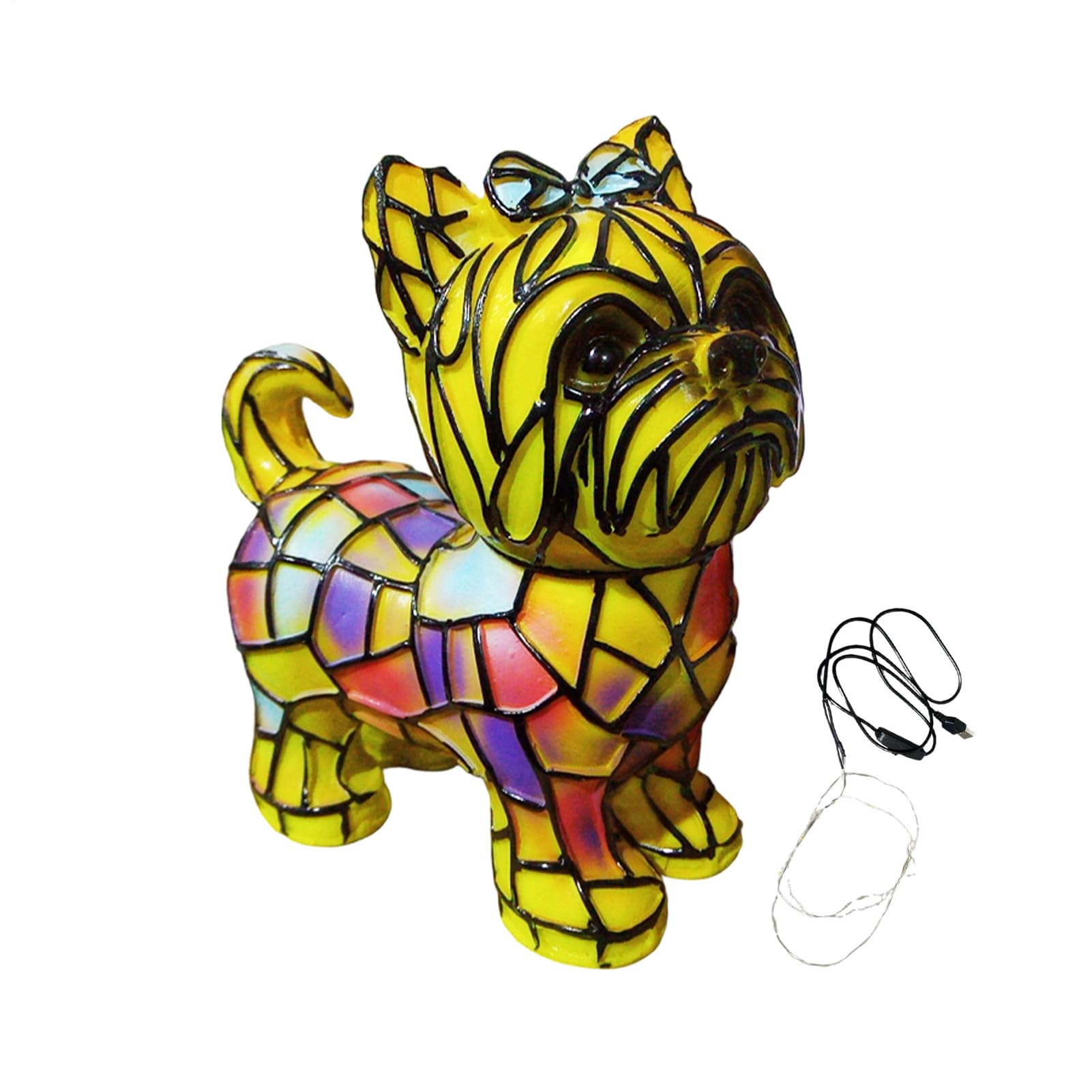 Puwaiio Dog Series Art Night Light, Yorkshire Lamp/Basset Hound Lamp, Stained Resin Tabletop Night Light, Vintage Animal Home Decor, Fun Gift for Dog Lovers