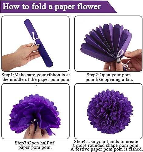 Miniatura 3 de Crenics Decoraciones moradas de 60 cumpleaños para mujer, telón de fondo, pancarta, espirales, panales, bandas, pompones de papel y globos para