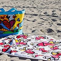 Vista 5 de BRITTO Romero - Toalla de playa y piscina de algodón, 39 x 67 pulgadas, corazones voladores (blanco)