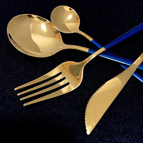 Miniatura 3 de Set de cubiertos Gugrida, juego de cubertería reutilizable, de acero inoxidable 1810, set de cubiertos reflejantes, ideal para reuniones familiares