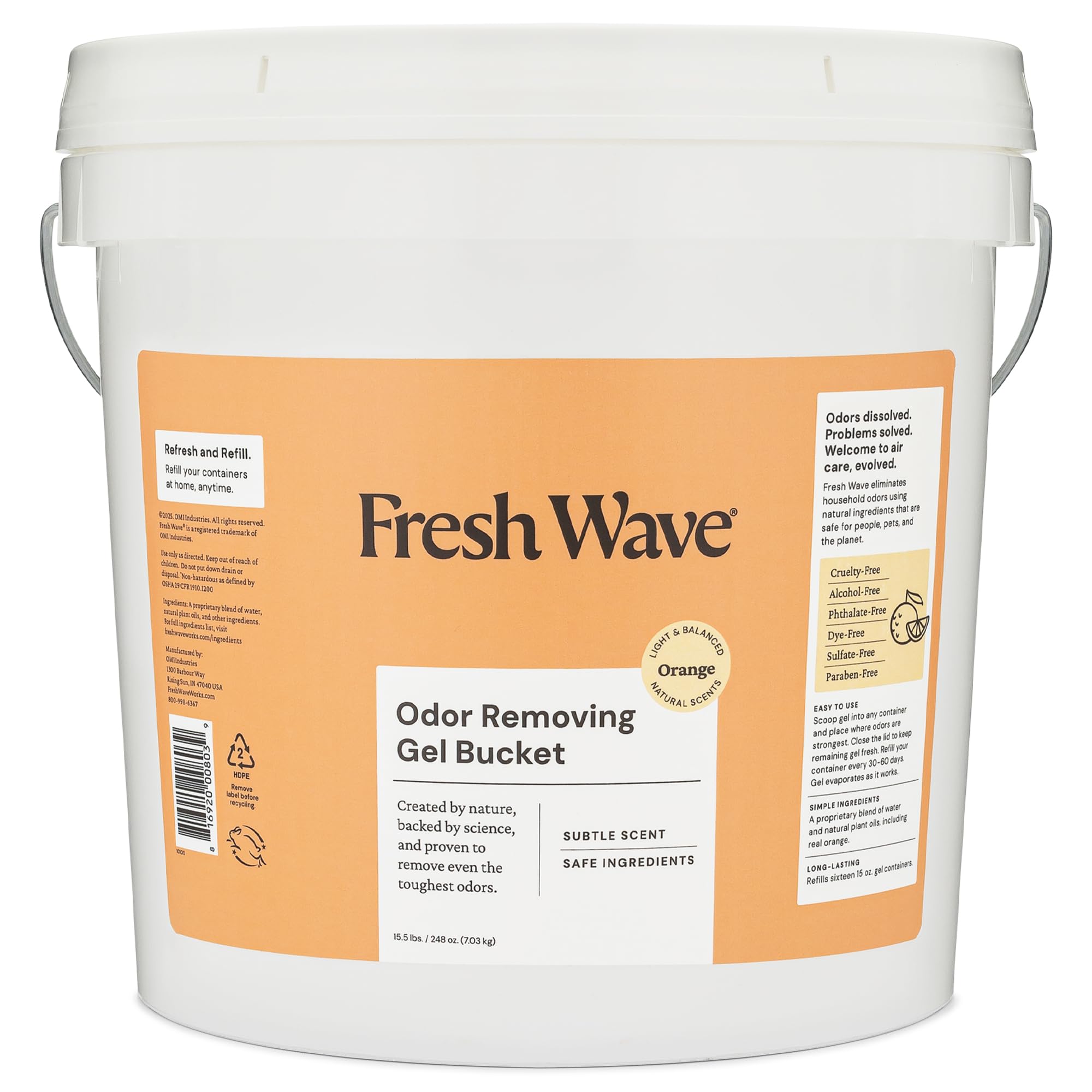 Fresh Wave Odor Eliminator Gel Bucket, 248 oz. Orange Refill