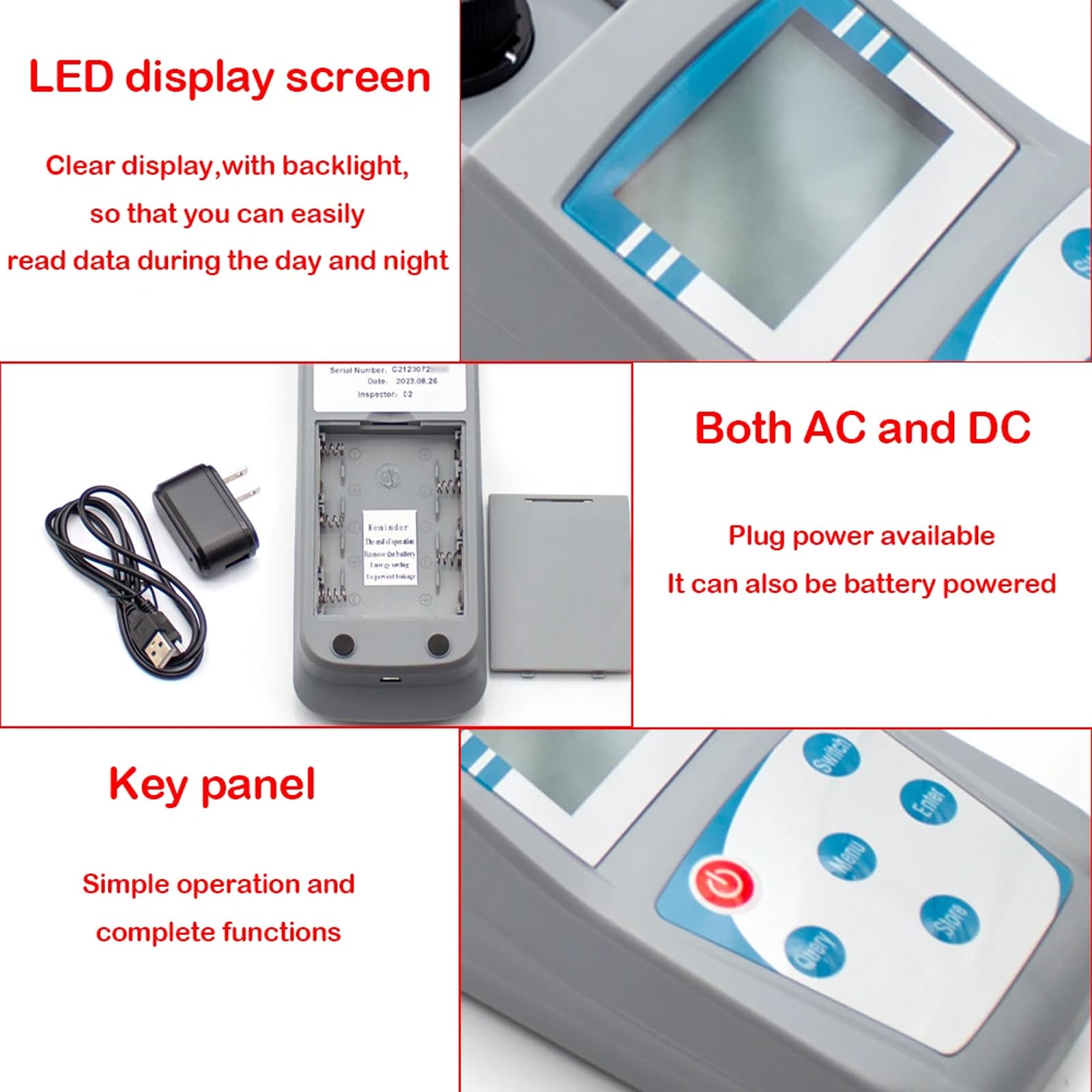 Toplionace Turbidimètre Numérique Portatif Intelligent de 220V ZD-2A