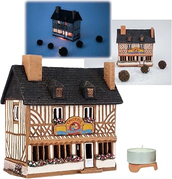 Ceramic House Tea Light Candle Holder Handmade Miniature House Replica of The Original Epicerie in Normandy France Hand Painted mini