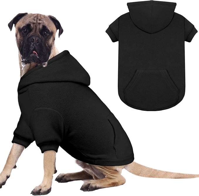 Dog Sweaters for Large Dogs,Extra-Large Dog Hoodie,Warm Fleece Sweatshirt with Hood & Pocket,Leash Hole,Cozy Cold Weather Pet Clothes Sweater Hoodie for Large Dogs(Pink,XXL)