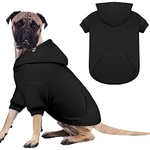 Dog Sweaters for Large Dogs,Extra-Large Dog Hoodie,Warm Fleece Sweatshirt with Hood & Pocket,Leash Hole,Cozy Cold Weather Pet Clothes Sweater Hoodie for Large DogsBlack,XXL
