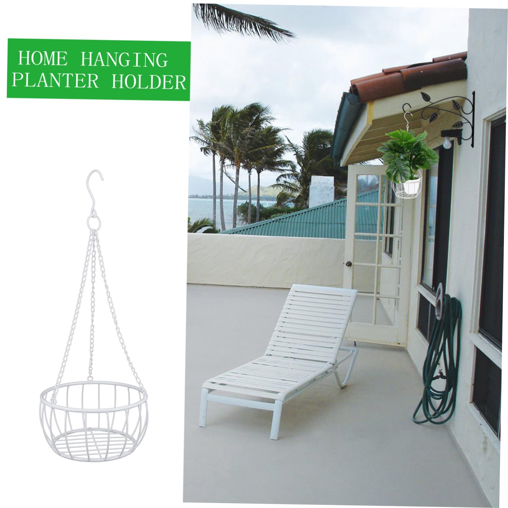 HANABASS Portavaso Sospeso in Ferro Bianco Design Salvaspazio per Decorazione Casa e Giardino Adatto per Piante e Piantine Grasse